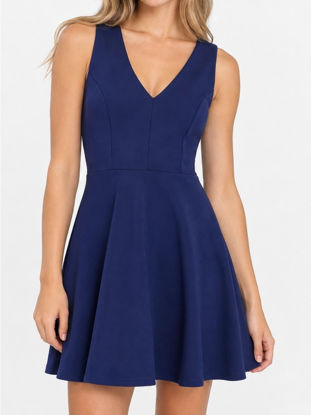 Lulus Bon Appetit Navy Blue Skater Dress Size S Elevated Basics Modern Prep